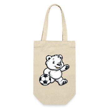 Eisbär Fußball Comic - Geschenkbeutel für Flaschen - Natur - Vorne