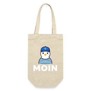 Moin Möwe im Sailor-Stil - Geschenkbeutel für Flaschen - Natur - Vorne