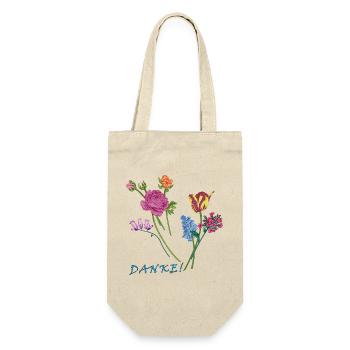 Danke mit einem Blumenstrauß  - Geschenkbeutel für Flaschen - Natur - Vorne