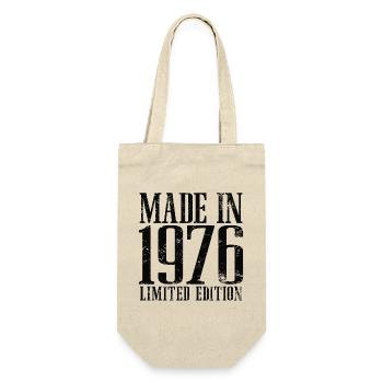 1976 Jahrgang geboren Vintage Geburtstag Geschenk - Geschenkbeutel für Flaschen - Natur - Vorne