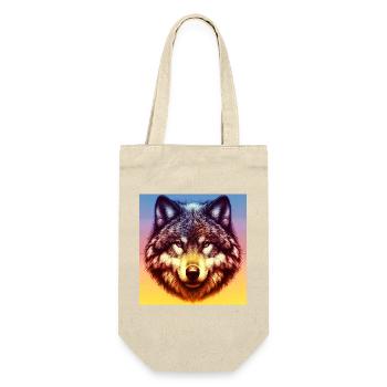 Wolf - Geschenkbeutel für Flaschen - Natur - Vorne