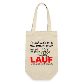 Lauf solange du noch kannst – Lustiges Comic - Geschenkbeutel für Flaschen - Natur - Vorne