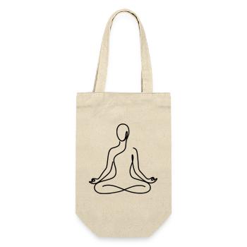 Minimalistisches Yoga-Design - Geschenkbeutel für Flaschen - Natur - Vorne