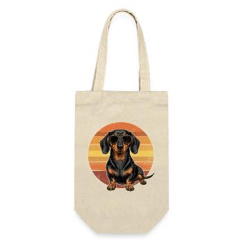 Vintage Dachshund Sunset Retro 70s Sunglasses Shirt - Gift Bag for Bottles - nature - Front