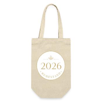 2026 Ruhestand – Minimalistischer Kreis - Geschenkbeutel für Flaschen - Natur - Vorne