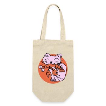 Katze frisst Krebs auf - Geschenkbeutel für Flaschen - Natur - Vorne