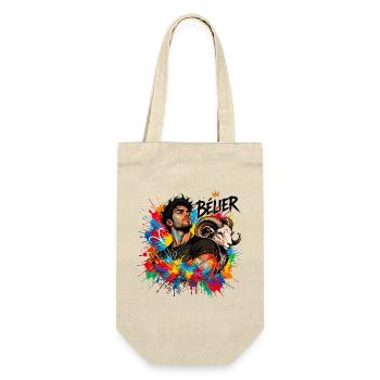 Widder-Mann – Astrologiegeschenk - Geschenkbeutel für Flaschen - Natur - Vorne