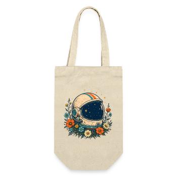 Kosmosblumen Astronauten Helm - Geschenkbeutel für Flaschen - Natur - Vorne