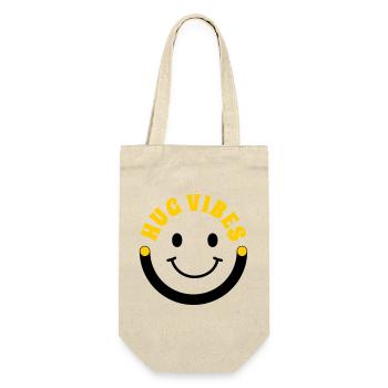 Minimalist Hug Vibes – Typographie avec courbe de sourire - Sac à bouteille - nature - Devant