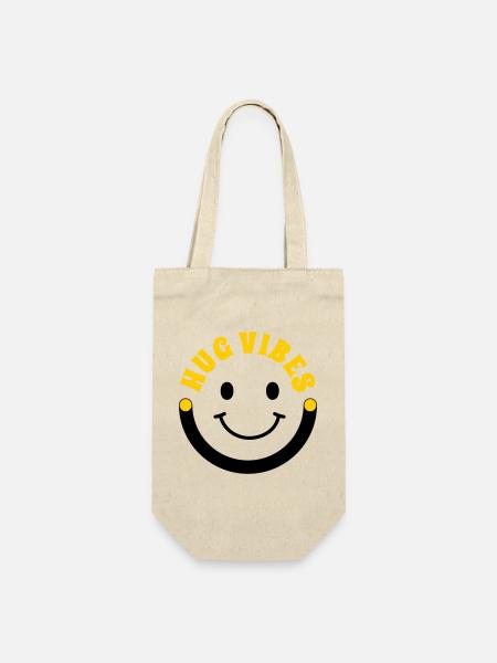 Minimalist Hug Vibes – Typographie avec courbe de sourire - Sac à bouteille - nature