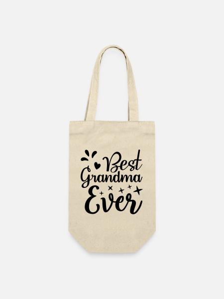 Best Grandma Ever – Liebevolles Oma Geschenk Motiv - Geschenkbeutel für Flaschen - Natur