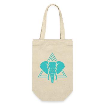 Türkiser Elefant mit geometrischem Muster - Geschenkbeutel für Flaschen - Natur - Vorne