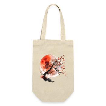 Roter Mond und Kirschbaum - Geschenkbeutel für Flaschen - Natur - Vorne