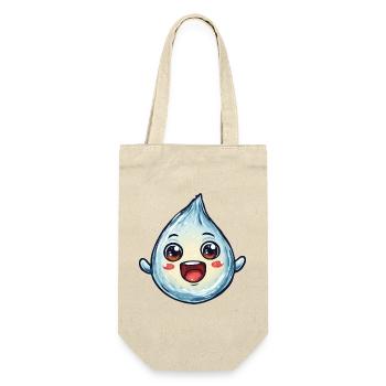 Kawaii Wassertropfen mit Gesicht - Geschenkbeutel für Flaschen - Natur - Vorne