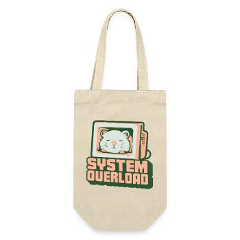 Retro Computer-Kätzchen: System Overload - Geschenkbeutel für Flaschen - Natur - Vorne