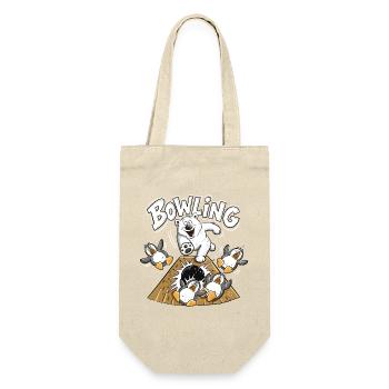 Bowling Eisbär Pinguine Tierhumor Cartoon Kegeln - Geschenkbeutel für Flaschen - Natur - Vorne