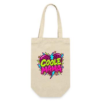 Coole Mama Neonherz Leoparden - Geschenkbeutel für Flaschen - Natur - Vorne