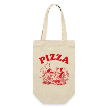 Pizza Pizzabäcker Koch Gastronomie Lustiges Motiv - Geschenkbeutel für Flaschen - Natur - Vorne