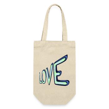 Liebes Neon Schriftzug - Geschenkbeutel für Flaschen - Natur - Vorne