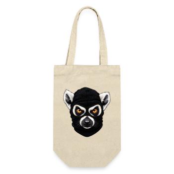 Katta mit Sturmhaube – Frecher Lemur - Geschenkbeutel für Flaschen - Natur - Vorne