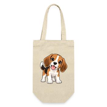 Beagle Kawaii Style – Süßer Spürhund - Geschenkbeutel für Flaschen - Natur - Vorne