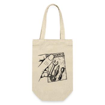Mechanische Sucht – Pouch Tools Candle Key - Geschenkbeutel für Flaschen - Natur - Vorne