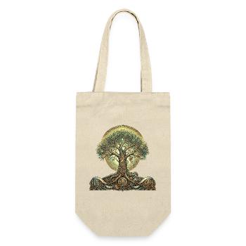 Zahnradbaum und Wurzeln - Geschenkbeutel für Flaschen - Natur - Vorne