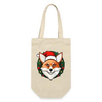 Fuchs Weihnachtsmann - Geschenkbeutel für Flaschen - Natur - Vorne