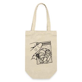 Suchtgebäck – Croissantbeutel & Schneebesen - Geschenkbeutel für Flaschen - Natur - Vorne