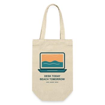 Schreibtisch Heute Strand Morgen - Geschenkbeutel für Flaschen - Natur - Vorne