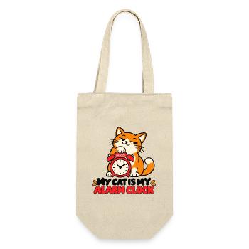 Meine Katze ist mein Wecker-lustiger Katzenliebhaber - Geschenkbeutel für Flaschen - Natur - Vorne