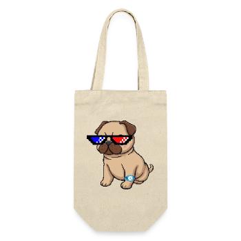 Pixel Shades Pug - Geschenkbeutel für Flaschen - Natur - Vorne