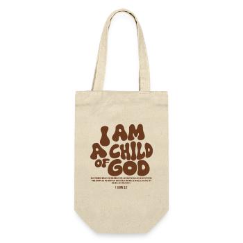 I Am a Child of God - Christliches Bibel Design - Geschenkbeutel für Flaschen - Natur - Vorne