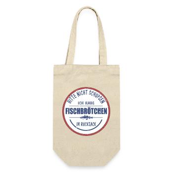 Fischbrötchen Angler lustig - Geschenkbeutel für Flaschen - Natur - Vorne