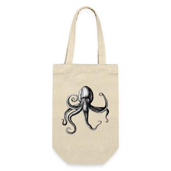 Monochrome Tintenkrake Illustration - Geschenkbeutel für Flaschen - Natur - Vorne