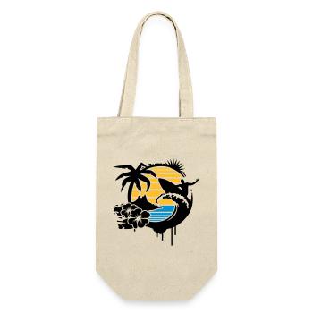 Surfing graffiti - Palm, hibiscus, island, wave - Gift Bag for Bottles - nature - Front