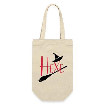 Hexe fliegender Hexenbesen - Geschenkbeutel für Flaschen - Natur - Vorne