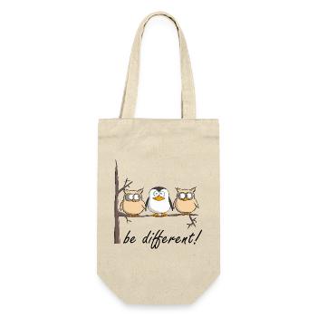 Eule und Pinguin - Geschenkbeutel für Flaschen - Natur - Vorne