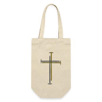 Kreuz Nägel Bibel Glaube Jesus Kreuzigung Gott - Geschenkbeutel für Flaschen - Natur - Vorne