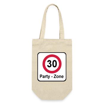 30.Geburtstag , Schild Party Zone (25) - Geschenkbeutel für Flaschen - Natur - Vorne