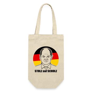 stolz auf Scholz, Bundeskanzler, Deutschland Shirt - Geschenkbeutel für Flaschen - Natur - Vorne