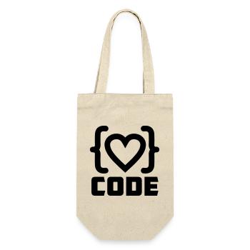 Logo de code de programmeur cardiaque avec texte CODE - Sac à bouteille - nature - Devant