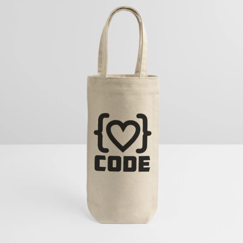Heart programmer code logo with text CODE Gift Bag for Bottles