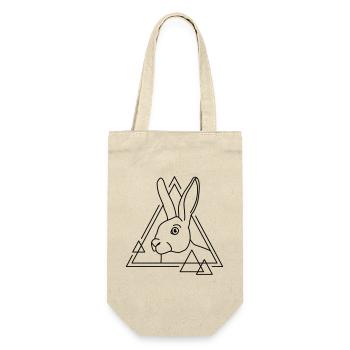Hase in geometrischer Form - Line-Art-Design - Geschenkbeutel für Flaschen - Natur - Vorne