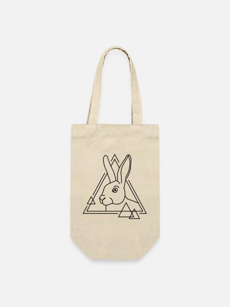 Hase in geometrischer Form - Line-Art-Design - Geschenkbeutel für Flaschen - Natur