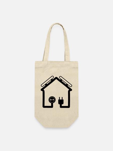 Haus mit Sonnenkollektoren - Geschenkbeutel für Flaschen - Natur