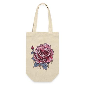 Rote Rose - Geschenkbeutel für Flaschen - Natur - Vorne