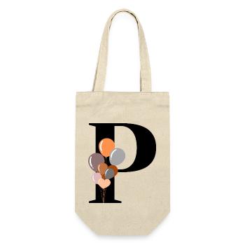 Buchstabe p Geburtstagsballon - Geschenkbeutel für Flaschen - Natur - Vorne
