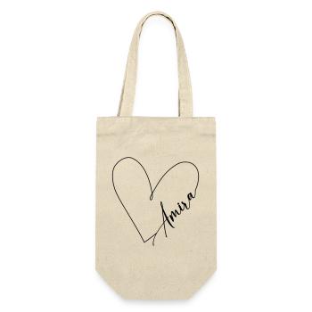 Amira Name Herzlinie - Geschenkbeutel für Flaschen - Natur - Vorne