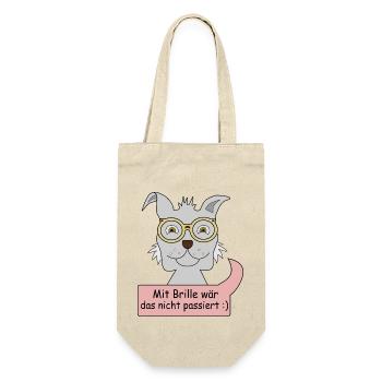 Mit Brille wär das nicht pasiert - Geschenkbeutel für Flaschen - Natur - Vorne